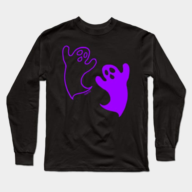 Ghostly Contrast (Purple Version) Long Sleeve T-Shirt by Jan Grackle